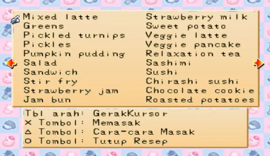 Panduan Lengkap 64 Resep Masakan Harvest Moon: Back to Nature PS1 — Daftar, Alat, Bahan, dan Strategi Nyata